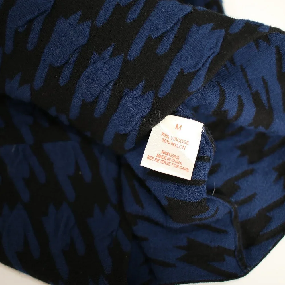 NEW Torn by Ronny Kobo Blue Black Long Sleeve Sweater Dress M - Picture 10 of 11